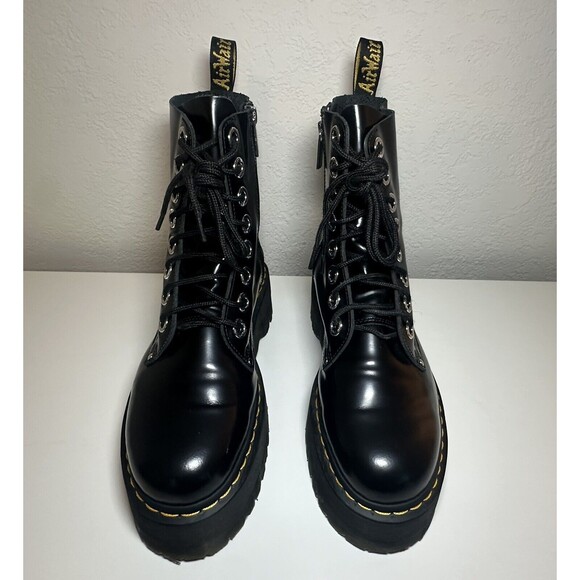 DR. MARTENS Jadon Max Black Buttero Leather Platform Ankle Boots Women's 10 - Picture 4 of 14